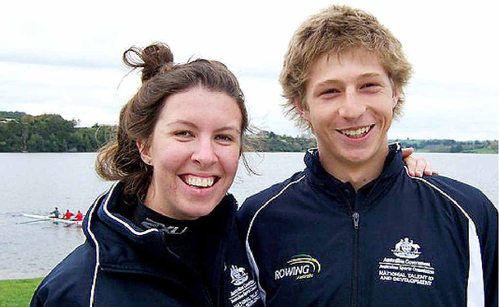 Rowers Leah Saunders and Riley Elvery. Rowers Leah Saunders and Riley Elvery.
